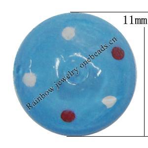 Resin Cabochons, No Hole Headwear & Costume Accessory, Flat Round 11mm, Sold by Bag