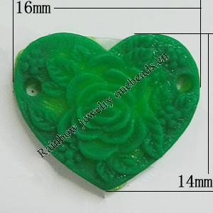 Resin Connectors, Heart 16x14mm Hole:1.5mm, Sold by Bag