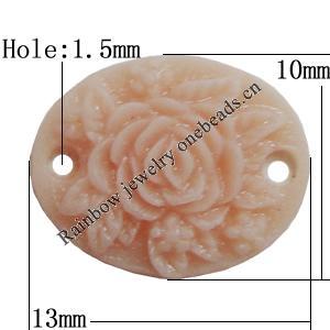 Resin Connectors, Flat Oval 13x10mm Hole:1.5mm, Sold by Bag