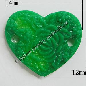 Resin Connectors, Heart 14x12mm Hole:1.5mm, Sold by Bag