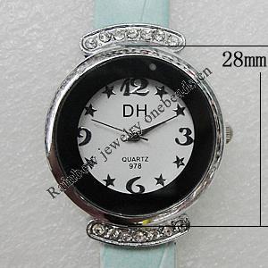 Metal Alloy Fashionable Watch Face with PU Watchband, Watch:about 28mm, Sold by PC