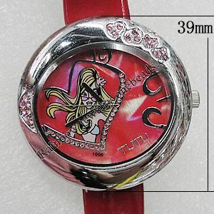 Metal Alloy Fashionable Watch Face with PU Watchband, Watch:about 39mm, Sold by PC