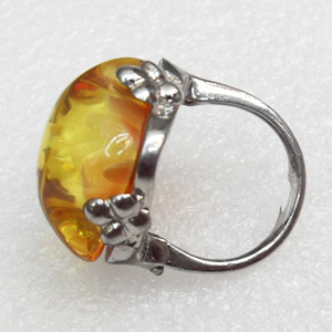 Imitate Amber Ring with metal alloy set, Head size:25mm, Sold by Dozen