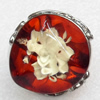 Imitate Amber Ring with metal alloy set, Head size:20mm, Sold by Dozen