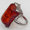 Imitate Amber Ring with metal alloy set, Head size:15x27mm, Sold by Dozen
