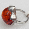 Imitate Amber Ring with metal alloy set, Head size:25mm, Sold by Dozen