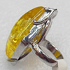 Imitate Amber Ring with metal alloy set, Head size:23x35mm, Sold by Dozen