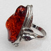 Imitate Amber Ring with metal alloy set, Head size:25x35mm, Sold by Dozen