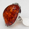 Imitate Amber Ring with metal alloy set, Head size:23x36mm, Sold by Dozen
