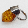 Imitate Amber Ring with metal alloy set, Head size:16x30mm, Sold by Dozen
