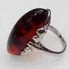 Imitate Amber Ring with metal alloy set, Head size:13x36mm, Sold by Dozen