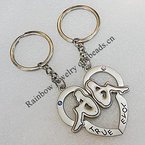 Zinc Alloy keyring Jewelry Key Chains, Pendant Size 47x45mm, Length Approx:3.8-inch, Sold by Pair