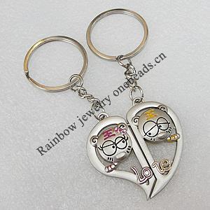 Zinc Alloy keyring Jewelry Key Chains, Pendant Size 42x42mm, Length Approx:3.5-inch, Sold by Pair