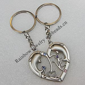 Zinc Alloy keyring Jewelry Key Chains, Pendant Size 44x42mm, Length Approx:3.5-inch, Sold by Pair