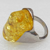 Imitate Amber Ring with metal alloy set, Head size:17x30mm, Sold by Dozen