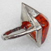 Imitate Amber Ring with metal alloy set, Head size:22x30mm, Sold by Dozen