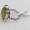 Imitate Amber Ring with metal alloy set, Head size:20x22mm, Sold by Dozen