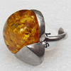 Imitate Amber Ring with metal alloy set, Head size:24x25mm, Sold by Dozen