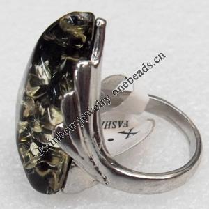 Imitate Amber Ring with metal alloy set, Head size:20x28mm, Sold by Dozen