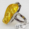 Imitate Amber Ring with metal alloy set, Head size:19x34mm, Sold by Dozen