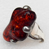 Imitate Amber Ring with metal alloy set, Head size:22x32mm, Sold by Dozen
