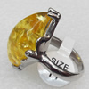 Imitate Amber Ring with metal alloy set, Head size:19x28mm, Sold by Dozen