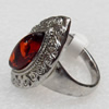 Imitate Amber Ring with metal alloy set, Head size:17x30mm, Sold by Dozen
