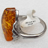 Imitate Amber Ring with metal alloy set, Head size:20x23mm, Sold by Dozen