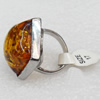 Imitate Amber Ring with metal alloy set, Head size:27mm, Sold by Dozen