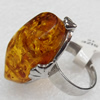 Imitate Amber Ring with metal alloy set, Head size:20x32mm, Sold by Dozen