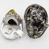 Imitate Amber Ring with metal alloy set, Head size:24x33mm, Sold by Dozen