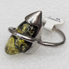 Imitate Amber Ring with metal alloy set, Head size:16x28mm, Sold by Dozen