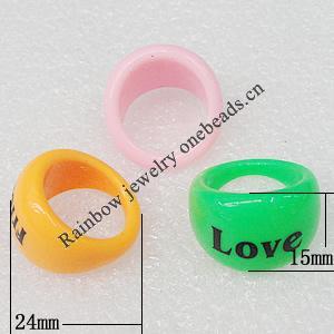 Acrylic Rings, Mix Color, 24x15mm, Sold by Box