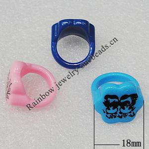 Acrylic Rings, Mix Color, Flower 18mm, Sold by Box