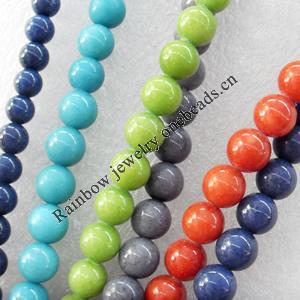 Gemstone Beads, Round, Mix colour, 6mm, Hole:Approx 1mm, Sold by Group