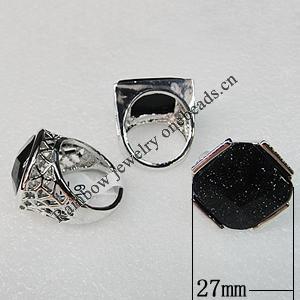Metal Alloy Rings With Gemstone, Mix Style, 27mm, Sold by Box