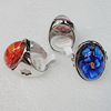 Metal Alloy Rings With Lampwork, Mix Style, 23x16mm, Sold by Box