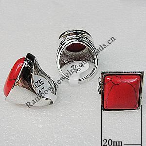 Metal Alloy Rings With Gemstone, Mix Style, 20mm, Sold by Box