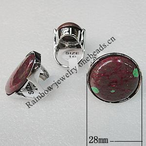 Metal Alloy Rings With Gemstone, Mix Style, 28mm, Sold by Box