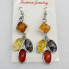 Imitate Amber Earring, width:22mm, Length:68mm, Sold by Dozen 