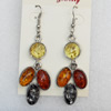 Imitate Amber Earring, width:22mm, Length:68mm, Sold by Dozen 