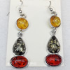 Imitate Amber Earring, width:15mm, Length:60mm, Sold by Dozen