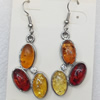 Imitate Amber Earring, width:20mm, Length:53mm, Sold by Dozen