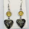 Imitate Amber Earring, width:20mm, Length:53mm, Sold by Dozen