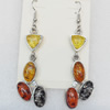 Imitate Amber Earring, width:22mm, Length:60mm, Sold by Dozen