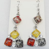 Imitate Amber Earring, width:24mm, Length:62mm, Sold by Dozen