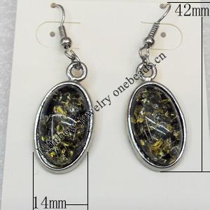 Imitate Amber Earring, width:14mm, Length:42mm, Sold by Dozen