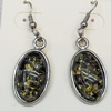 Imitate Amber Earring, width:14mm, Length:42mm, Sold by Dozen