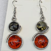 Imitate Amber Earring, width:17mm, Length:52mm, Sold by Dozen