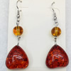 Imitate Amber Earring, width:18mm, Length:50mm, Sold by Dozen